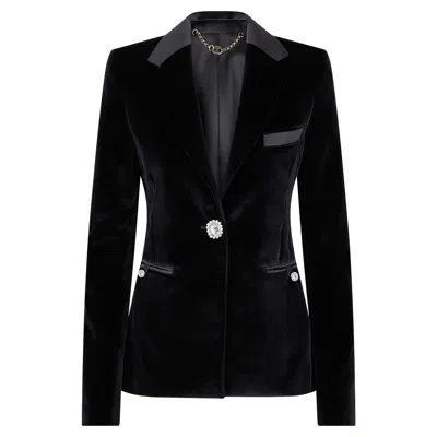Rabanne Velvet Blazer With Satin And Crystal Details