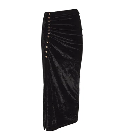Rabanne Velvet Draped Midi Skirt In Black