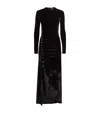 Rabanne Embellished Ruched Velvet Midi Dress In Black