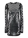 Rabanne Black Dress With Geometric All-over Pattern In Semi-transparent Polyamide Woman In Black