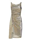 Rabanne Golden Ruched Sleeveless Mini Dress In Gold