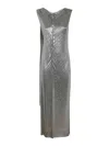Rabanne Mesh Draped Maxi Sequin Dress In Silver