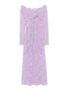 Rabanne Long Lilac Lace Dress Bardot Neckline In Purple