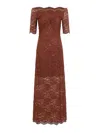 Rabanne Off-the-shoulder Brown Midi Dress With Twisted Knot Detail In Brown
