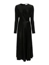 Rabanne Long Dress Draped Detail In Black