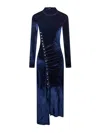 Rabanne Navy Blue Draped Midi Dress In Blue