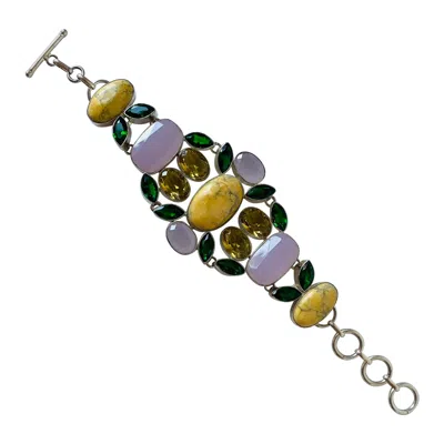 Pre-owned Rabanne Vintage Artisan 925 Sterling Silver Semi-precious Stone Bracelet 1970s In Brown