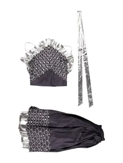 Pre-owned Rabanne Vintage Late 1980's - Early 1990's Skirt Set In Metallic/purple/silver