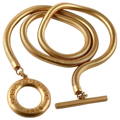 Pre-owned Rabanne Vintage Long Paco  Logo Snake Chain Necklace In Brown