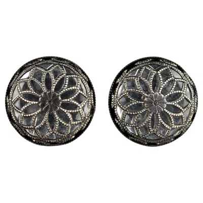 Pre-owned Rabanne Vintage Paco  Cutout Flower Mirror Disc Earrings In Multi