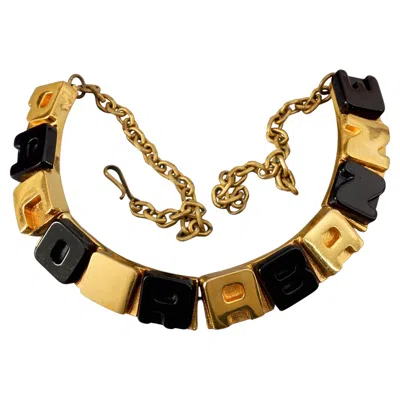 Pre-owned Rabanne Vintage Paco  Gold Black Cube Letter Necklace