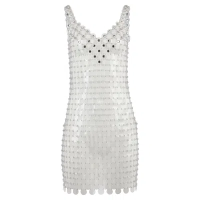 Pre-owned Rabanne Vintage Paco  S/s 2004 Translucent Pvc Mini Dress In Gray