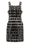 Rabanne Sleeveless Square Neckline Knee-length Dress In Black