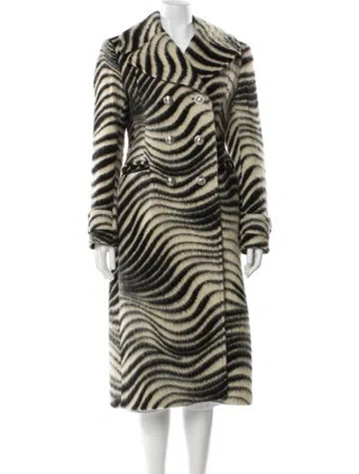 Pre-owned Rabanne Virgin Wool Animal Print Faux Fur Coat In Neutral