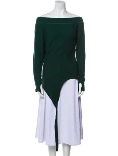 Pre-owned Rabanne Virgin Wool Bateau Neckline Sweater In Green