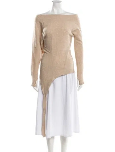 Pre-owned Rabanne Virgin Wool Bateau Neckline Sweater In Neutral