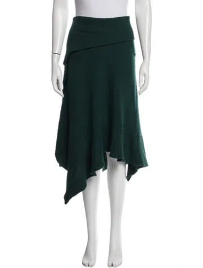 Pre-owned Rabanne Virgin Wool Midi Length Skirt In Blue