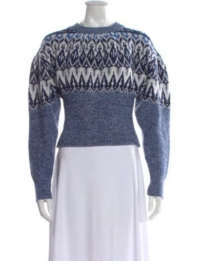Pre-owned Rabanne Virgin Wool Patterned Sweater In Blue