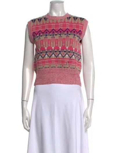 Pre-owned Rabanne Virgin Wool Patterned Sweater In Pink