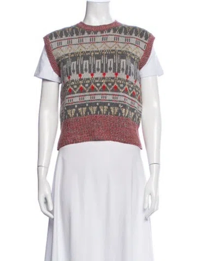 Pre-owned Rabanne Virgin Wool Patterned Top In Pink