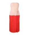 Rabanne Virgin Wool Two-tone Midi Dress In Red