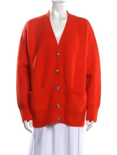 Pre-owned Rabanne Virgin Wool V-neck Sweater In Orange