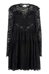 Rabanne Floral-lace Tiered Dress In Black
