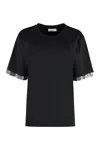 Rabanne Black T-shirt With Sequins On Bottom Sleeve In Nero