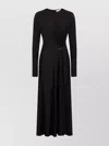 Rabanne Long-sleeve Gathered Midi Dress In Black