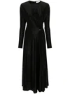 Rabanne Long-sleeve Gathered Midi Dress In Black In Black  