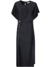 Rabanne Drapé Pression Asymmetric Hem Midi Dress In Black
