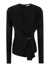 Rabanne Gathered Crewneck Top In Black