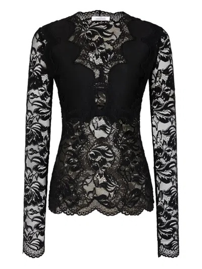 Rabanne Viscose Lace And Jersey Top In Black