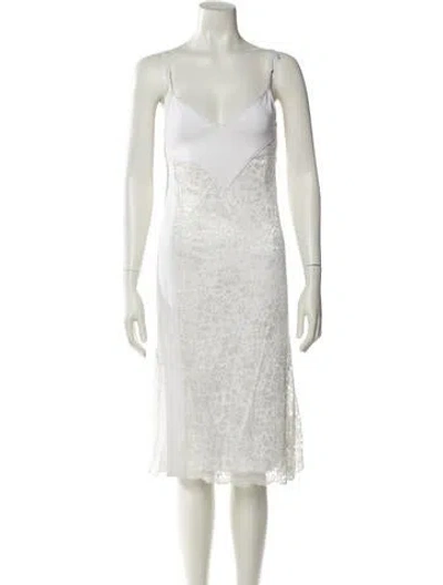 Pre-owned Rabanne V-neck Knee-length Dress W/ Tags In White
