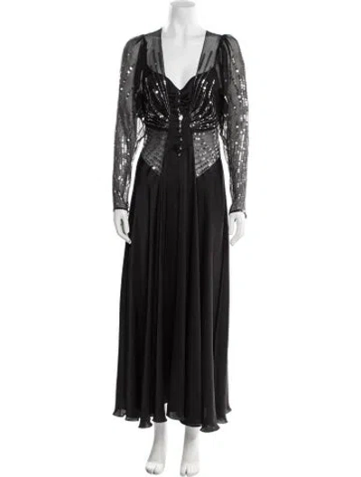Pre-owned Rabanne V-neck Long Dress In Black