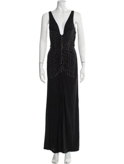 Pre-owned Rabanne V-neck Long Dress In Black