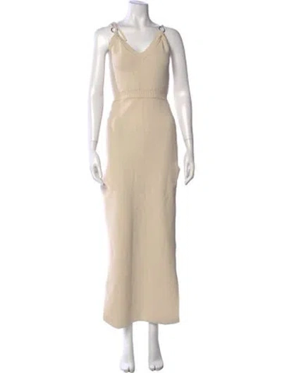 Pre-owned Rabanne V-neck Long Dress In Neutrals