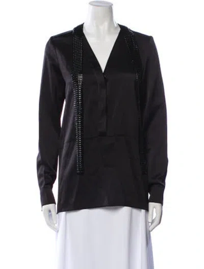 Pre-owned Rabanne V-neck Long Sleeve Blouse In Black