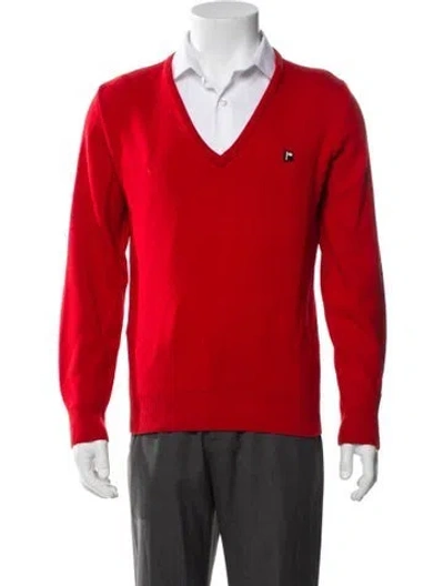 Pre-owned Rabanne V-neck Long Sleeve Pullover In Red