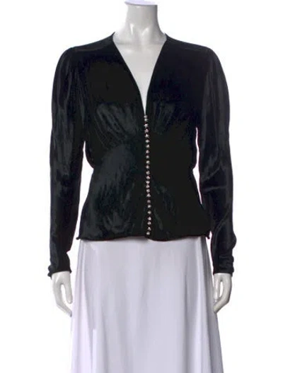 Pre-owned Rabanne V-neck Long Sleeve Top In Black