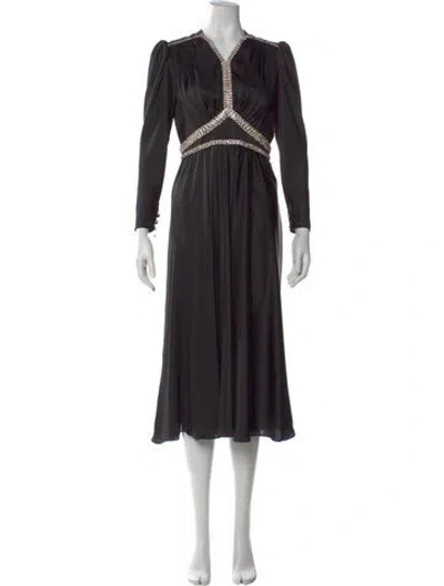 Pre-owned Rabanne V-neck Midi Length Dress In Black