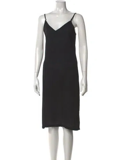 Pre-owned Rabanne V-neck Midi Length Dress In Black