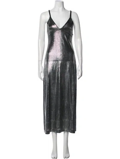 Pre-owned Rabanne V-neck Midi Length Dress In Multi