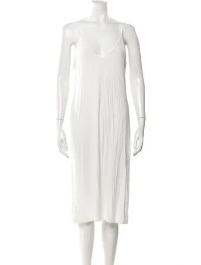 Pre-owned Rabanne V-neck Midi Length Dress In White