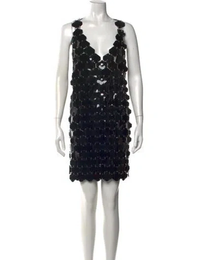 Pre-owned Rabanne V-neck Mini Dress In Black