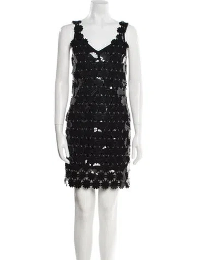 Pre-owned Rabanne V-neck Mini Dress In Black