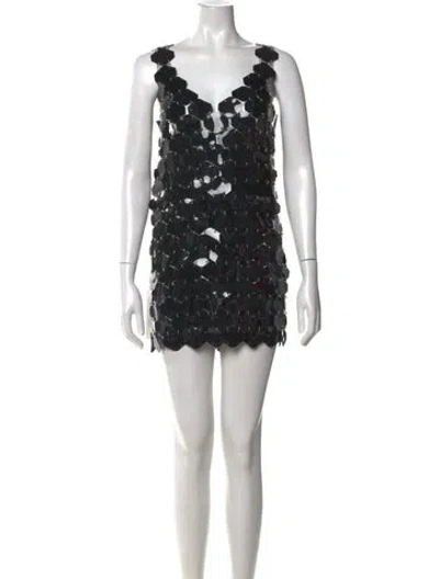 Pre-owned Rabanne V-neck Mini Dress In Black