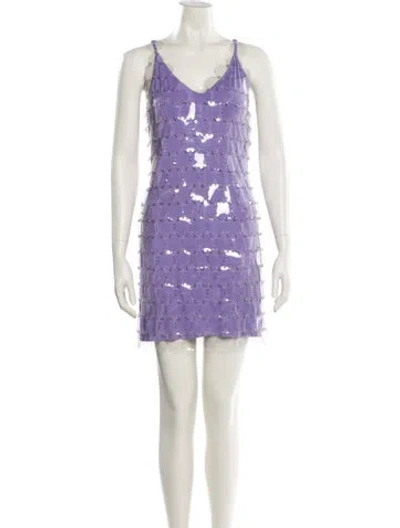 Pre-owned Rabanne V-neck Mini Dress In Purple