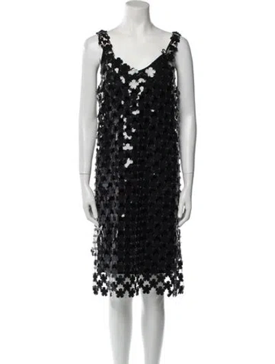 Pre-owned Rabanne V-neck Mini Dress W/ Tags In Black