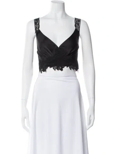 Pre-owned Rabanne V-neck Sleeveless Crop Top In Black